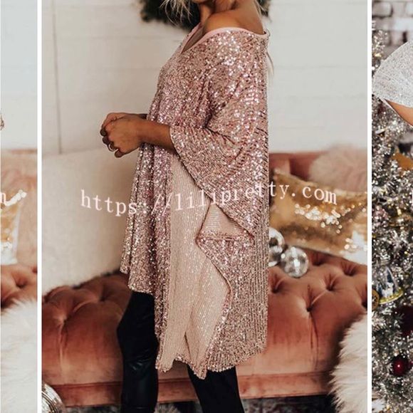 Perfect for Eras Tour!! NWOT Light The Way Sequin Shift Tunic Blouse Size Small - Picture 4 of 6